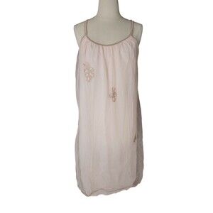 Aristocraft Vintage 60s Slip Dress Size S Pink Sheer Coquette Night Gown Fairy